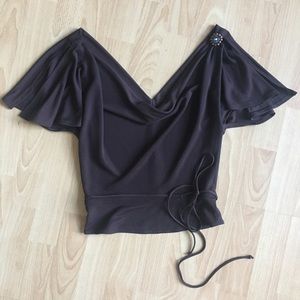 Dark Chocolate Brown Draped Top